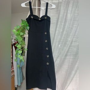 Black slit dress with buttons